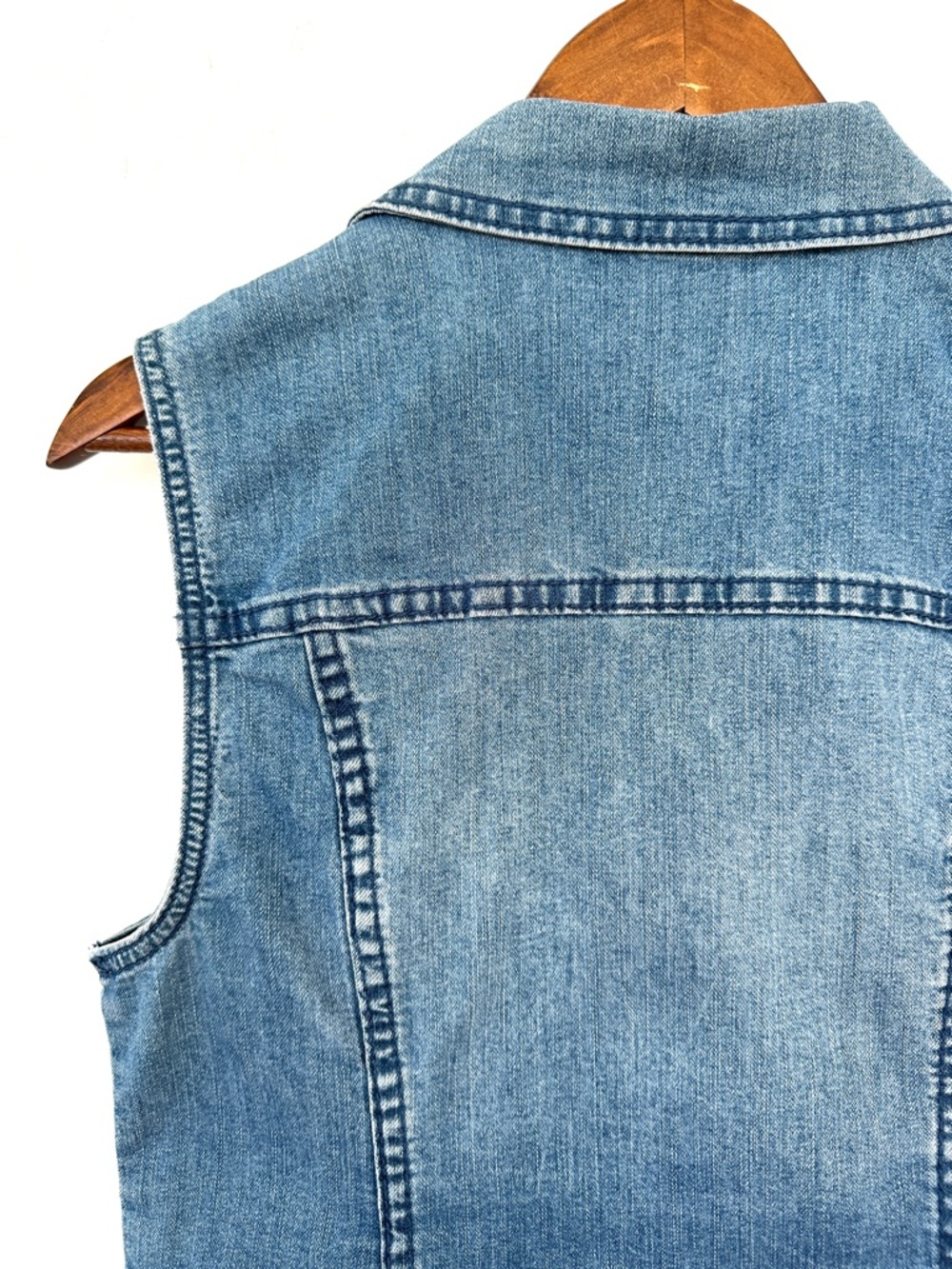 Christopher & Banks Denim Vest with Embroidery Details, Stretch - Picture 6 of 12